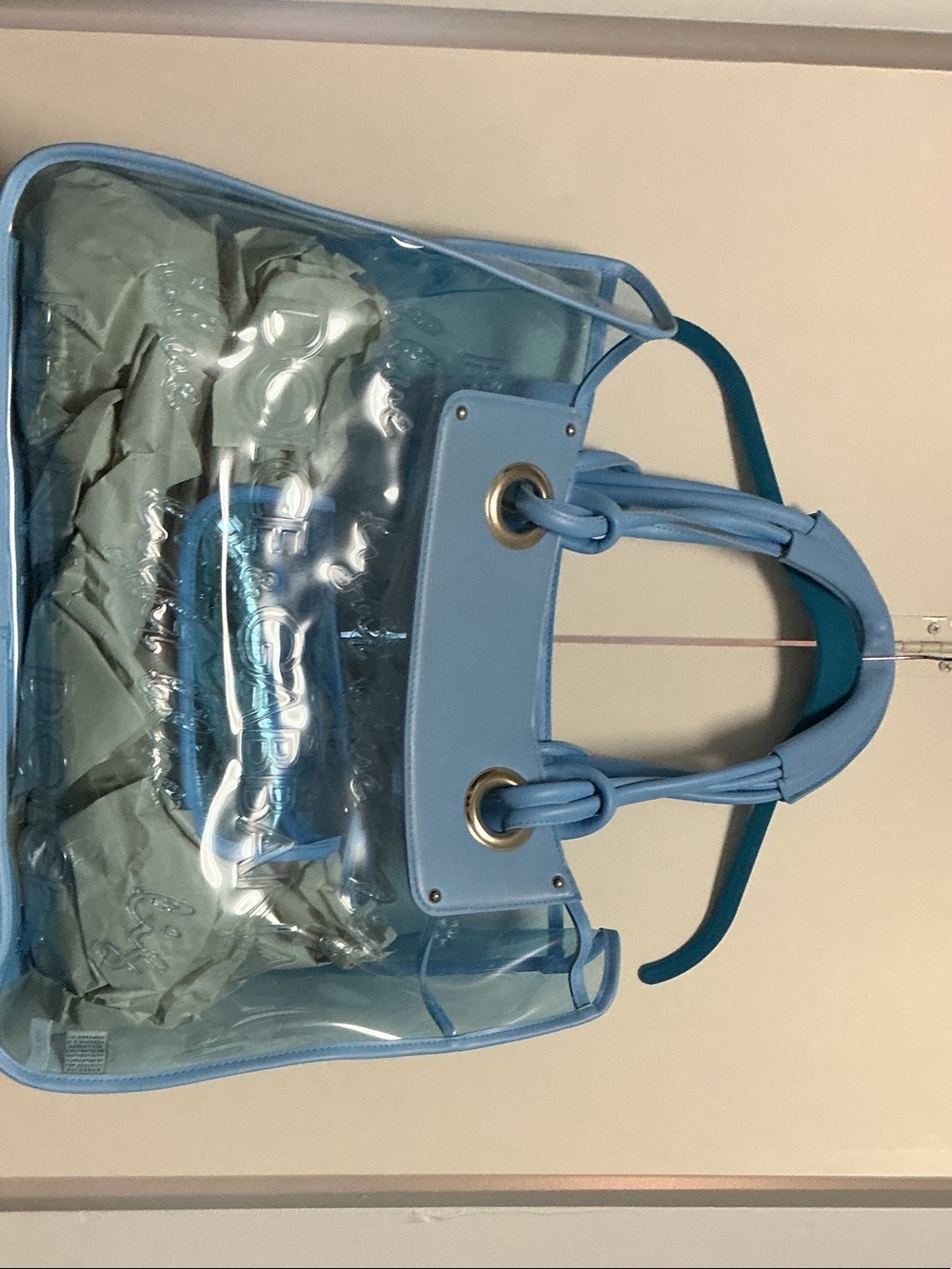Dolce & Gabbana Clear Light Blue PVC Tote with Inner Pouch